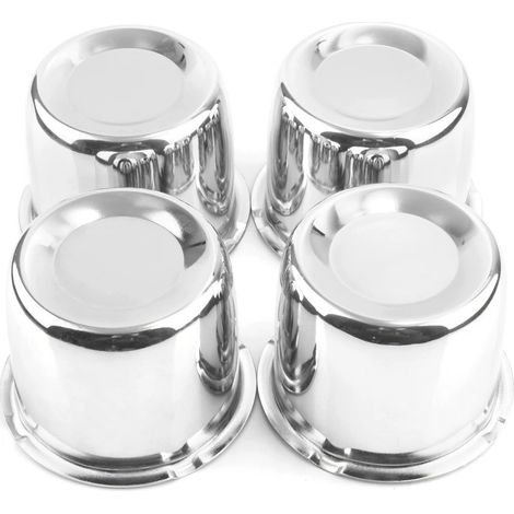 Lot de 4 cache-moyeux de roue 3,15" Cache-moyeux OD 80 mm H 68 mm, Cache-moyeux de roue en acier au carbone Convient pour berlines, véhicules tout-terrain, remorques, camions, Chrom (1/5)
