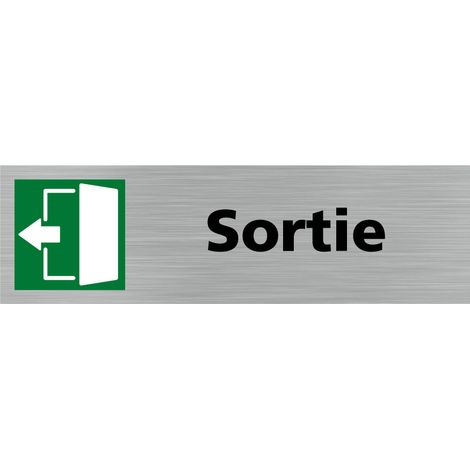 Pictogramme SORTIE VERS LA GAUCHE (Q0380).- Plaque aluminium brossé - (1/5)