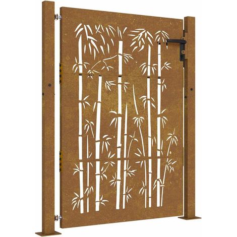 Maison Exclusive - Gartentor 100x150 cm Cortenstahl Bambus-Design (1/5)