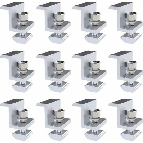 royaluxe - Supports de Pince de Bord de Panneau Solaire,12PCS Fixation de Panneau Solaire pour Panneau Solaire, pour Hauteur de Module 30-45MM - (1/5)