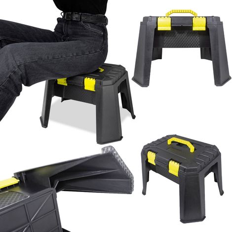Sitzhocker bis 150 kg mit Staufach, mobiler WMC-Werkzeugkasten