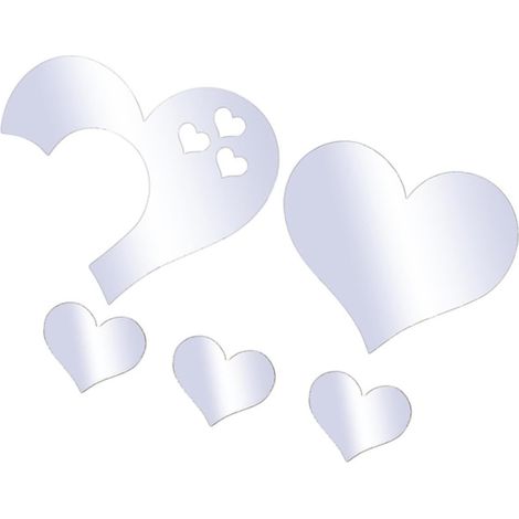 Acrylique Stickers Miroir Coeurs Argent 1 Set Autocollants Muraux Pour Salon Décoration Facile à Appliquer (1/5)