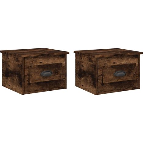 Set di 2 comodini da parete con cassetto 41,5 x 36 x 28 cm in legno ingegnerizzato marrone DEC036047