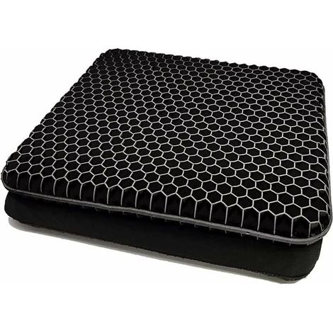 Cuscino per sedia, cuscino in gel traspirante, cuscino antidecubito, allevia la pressione sulle superfici ortopediche con rivestimento antiscivolo per auto/ufficio/casa/sedia a rotelle (nero) (1/4)
