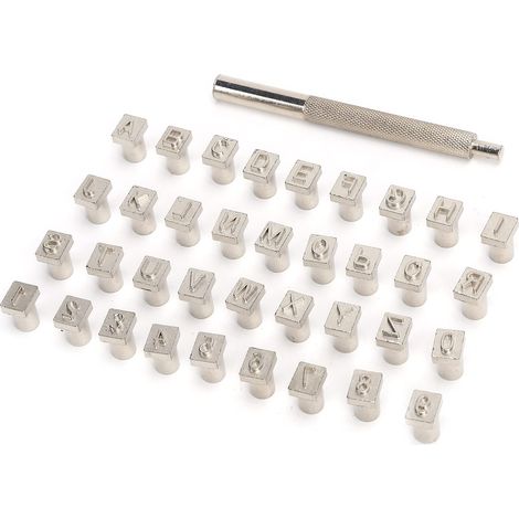 Lot de 37 poinçons alphabet en alliage d'acier pour bricolage, outil à main en cuir pour sacs faits à la main (1/5)