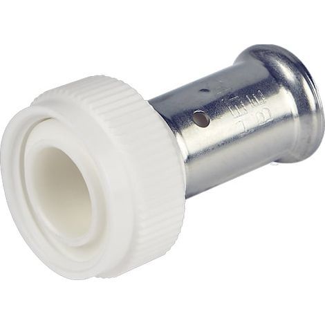 Raccord multicouche PVDF blanc à sertir à joint plat Ø16x2,0 - 3/4'' (20/27) à visser - Henco