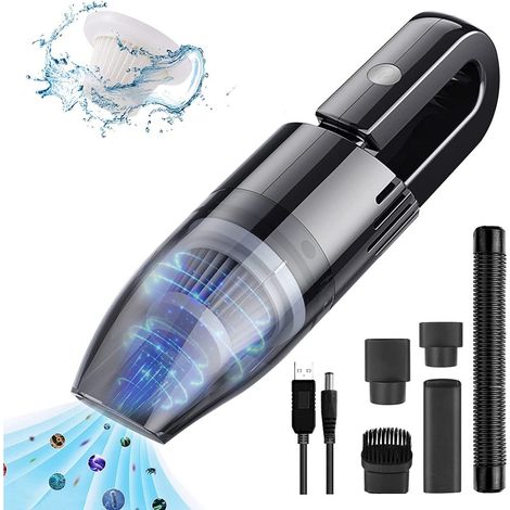 Aspirateur de voiture sans fil à batterie, 6000 Pa, avec batterie 2000 mAh, technologie cyclonique pour aspiration eau et poussière, idéal pour la voiture, la maison, la caravane et les poils d'animau (1/5)