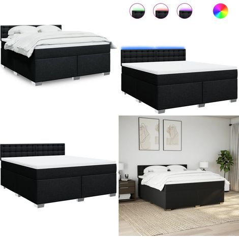 vidaXL Sommier à lattes de lit avec matelas Noir 180x200 cm Tissu (1/5)