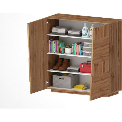 Dmora - Armadio multiuso 2 ante Zulimo, Mobile multifunzione, Armadietto a 2 ante, 120x44h126 cm, Rovere, con imballo rinforzato