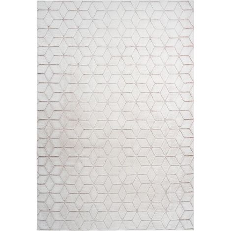 Tapis Shaggy Effet 3D "Vivica" Blanc & Rose 80 x 150 cm (1/4)
