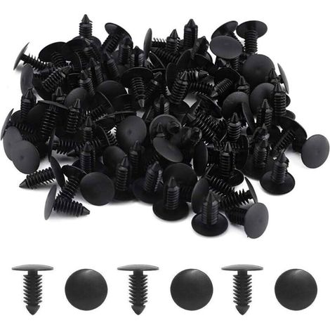 50 clips de remache de plástico - Clips de remache de plástico para molduras de carrocería, clips de sujeción para parachoques de coche (negro)