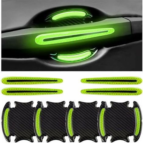 8 PCS Protection Anti-Rayures pour Poignée De Porte Voiture, Film Autocollant Poignée Portière Voiture, Autocollants 3D pour Poignée De Portière(Vert) (1/5)