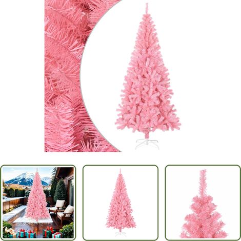 Sapin de Noël rose - Sapin de Noël artificiel avec support rose 210 cm PVC (1/5)