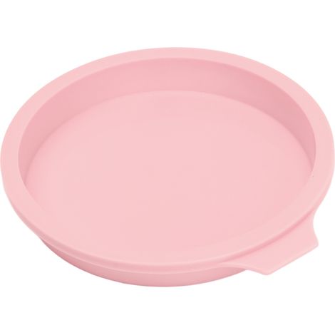Moule à gâteau rond rose réutilisable en silicone pour pâtisserie et desserts, idéal pour la maison et la cuisine. (1/5)