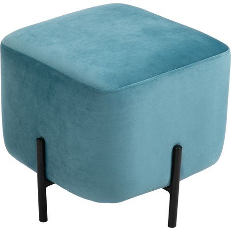 Pouf con poggiapiedi imbottito in poliestere e acciaio 44,5 x 44,5 x 41,5 cm in turchese, comodo e alla moda per la tua casa (1/5)