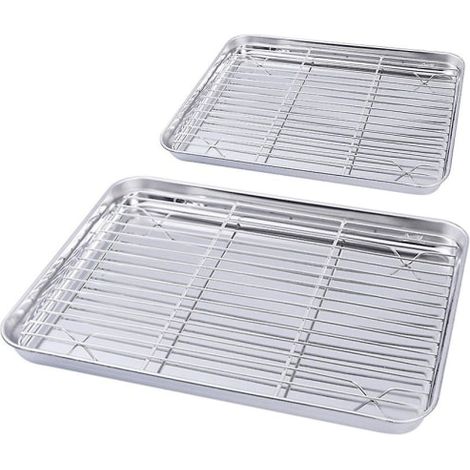 grilles de four, plaques de cuisson, demi-plaques, grilles de refroidissement compatibles four, 31 x 24 x 2,5 cm (1/3)