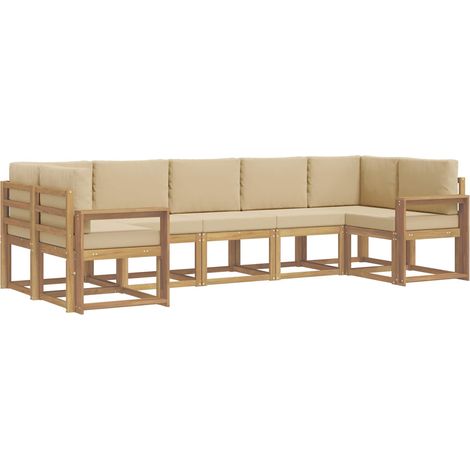 Outdoor-Sofagarnitur 7 stk. 7-Sitzer Weiß und Beige vidaXL (1/5)