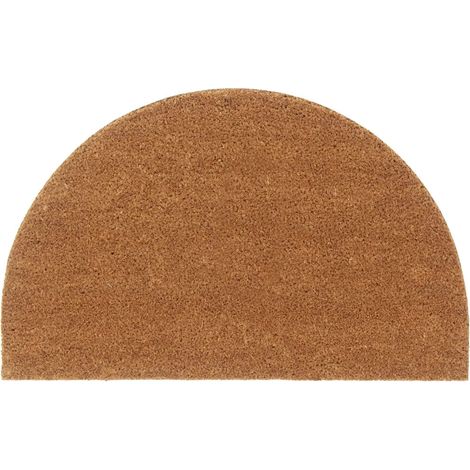 Tapis de porte naturel demi-rond 50 x 80 cm support antidérapant durable extérieur en fibre de coco naturel (1/5)