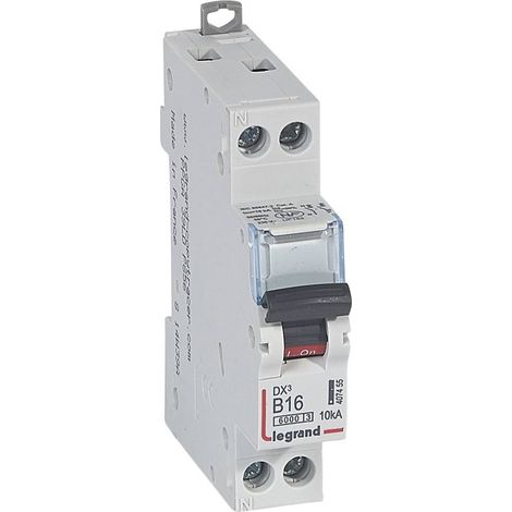 Disjoncteur DX³6000 10kA arrivée haute et départ bas à vis U+N 230V - 16A - courbe B - 1 module - LEGRAND (1/3)