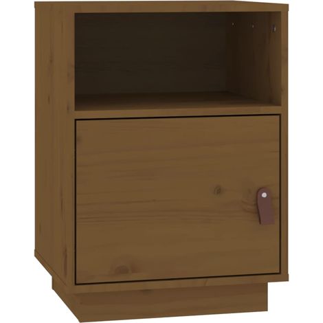 Mesita de noche con compartimento con puerta y abierta 40 x 34 x 55 cm madera pino marrón miel DEC034133