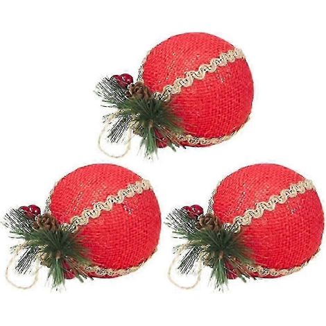Boules de Noël en mousse, ornement rustique, boules de Noël (rouge) (3 pièces) myi (1/5)