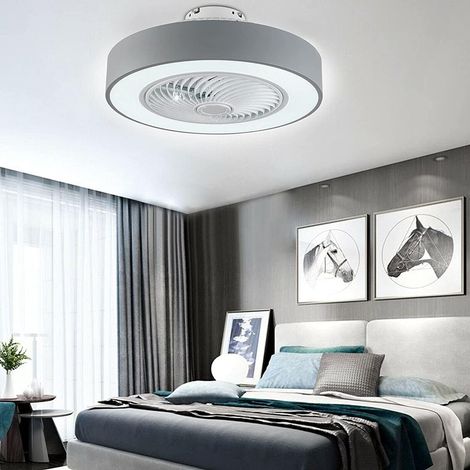 Deckenventilator mit Licht, 22'' Kreisförmige Kronleuchter Deckenventilator LED Deckenleuchte Leise Ventilator Pendelleuchte 3 Farben Beleuchtungsmodi Für Wohnimmer Schlafzimmer