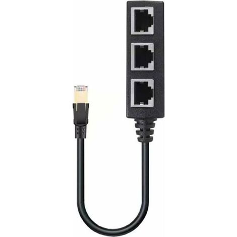 Répartiteur Ethernet RJ45 - 1 Entrée vers 3 Sorties - Compatible Cat5 Cat5e Cat6 Cat7 - Pour Routeur Décodeur TV Ordinateur - 1 Pièce (1/4)
