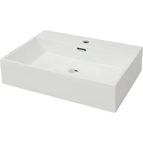 Lavabo lavabo con rubinetto in ceramica foro 60,5 cm bianco 020002534