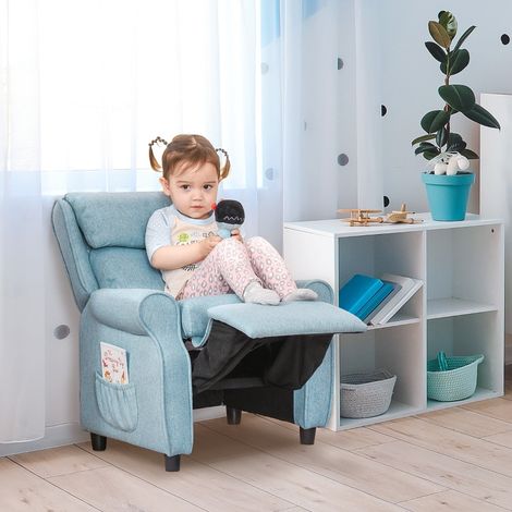 Canapé et fauteuil enfant avec repose-pieds et accoudoirs, dossier réglable, fauteuil relax pour enfants 3–5 ans, bleu (1/4)