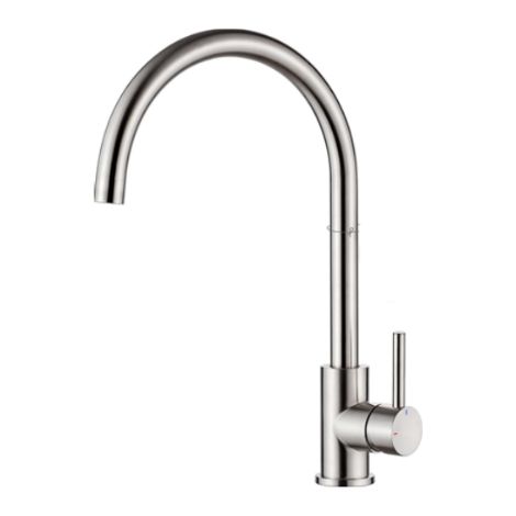 Robinet de Cuisine Mitigeur Évier à Poignée Unique, Arc Élevé Débit Élevé 360, Acier Inoxydable Économe en Eau, avec tuyau G3/8 (1/5)