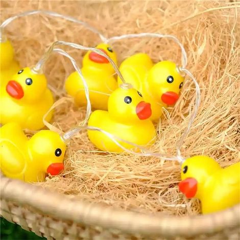 LED-Lichterkette mit niedlicher gelber Mini-Ente für Garten, Terrasse, Rasen und Partydekoration (1/5)