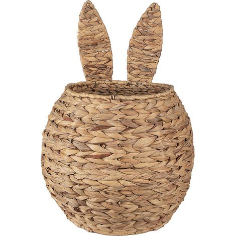Panier de rangement rond en rotin marron avec anses Ø 33 x H 30/49 cm style rustique - PANGIVO