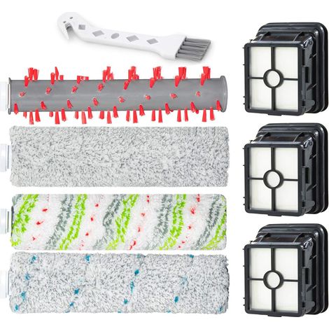 SKROS 2554A Ensemble rouleau brosse et filtre de rechange compatible avec les aspirateurs Bissell CrossWave Cordless Max 2554A, 2590, 2593 et 2596 tout-en-un (4 rouleaux de brosse + 3 filtres) (1/5)