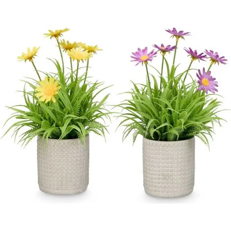 Zementvase mit Margheriten-Motiv 16 x 16 x 22 cm, assortiert