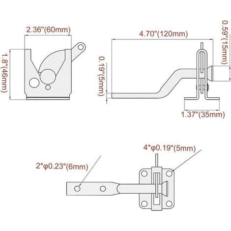 Ersandy Verrou de Portail Verrouillage automatique-Serrure Métal à Boulon-Loquet Acier à Gravité Clôture Jardin-Noir-Vis de Fixation Fournis (1/3)