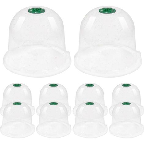 Lot de 12 cloches de jardin en plastique, 19 x 16 cm, avec 24 piquets de fixation. (1/5)