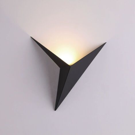 LED Wandleuchte Innen 3W, Kreative Dreiecksform Schwarz Wandlampe 3000K Warmweiß Moderne Metall Wandbeleuchtung für Schlafzimmer Wohnzimmer Esc (1/5)