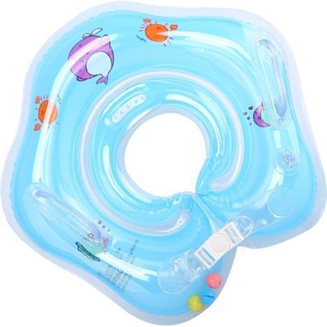 Babyschwimmring, Doppelhals, PVC-Düse, doppeltes Luftkissen, auslaufsicherer Schwimmring, blau