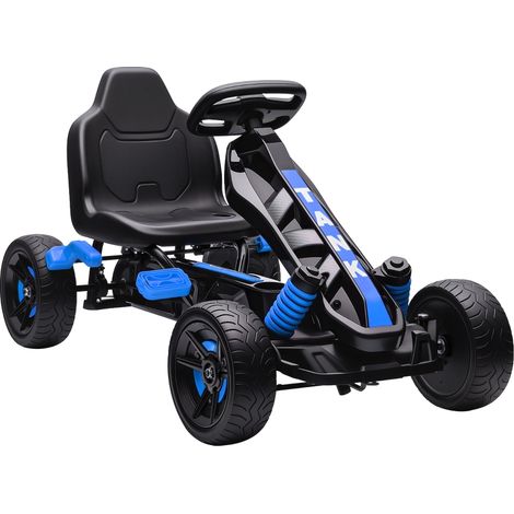 Go-kart enfant pédalier bleu avec frein et roues antidérapantes, cadre métal pour 3-6 ans, idéal pour le jeu extérieur (1/5)