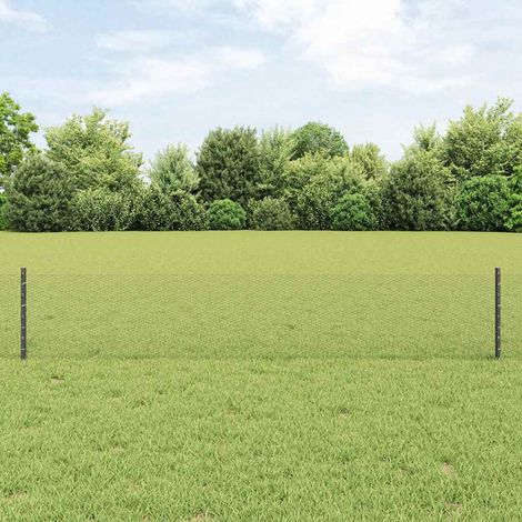 Zaun mit Pfosten Grau 0,4 x 10 m Stahl und PVC