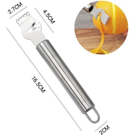 Éplucheur de citrons en acier inoxydable, outil éplucheur de citrons, éplucheur d'agrumes, avec lame rainurée, utilisé pour éplucher les agrumes. (1/3)