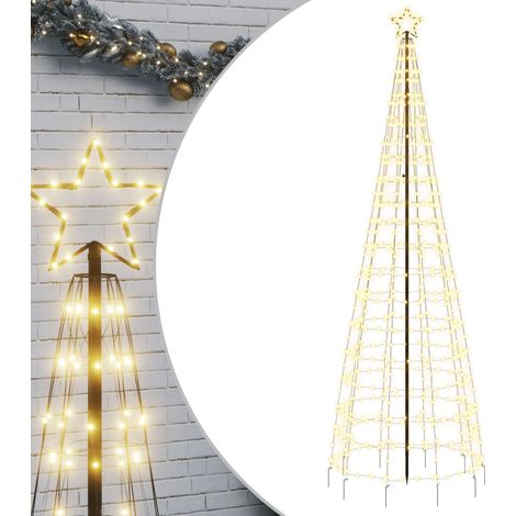 vidaXL Árbol de Navidad LED con estacas 570 LEDs blanco cálido 300 cm