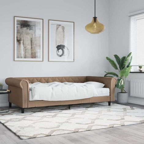 Tagesbett mit Matratze Cappuccino 90x200 cm Kunstleder (1/5)
