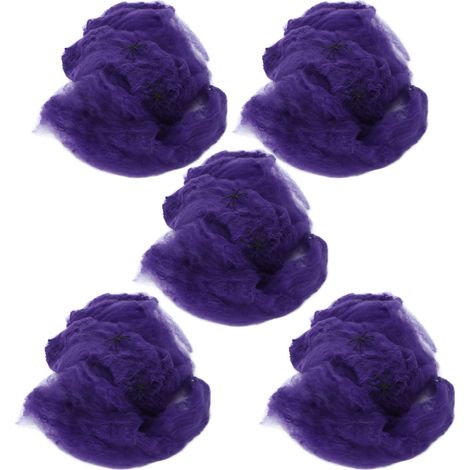 5pcs Spider Web Terrible Vivid Scalable Halloween Decorative Supplies for Indoor OutdoorPurple (1/5)