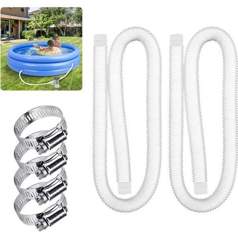 Tuyau de Rechange pour Piscine de 1,25 po de diamètre pour piscines Hors Terre, Piscine avec Pince métallique pour Pompe de Filtre Intex ou tuyaux de 3,2 cm - 1,5 mètre de Long (Paquet de 2) (1/5)