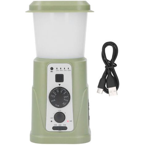 Lampe de camping manuelle à manivelle, solaire avec indicateur LED IPX3, étanche et rechargeable, version américaine, éclairage extérieur vert, 5000 mAh (1/5)