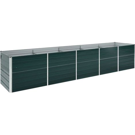 Jardinière Bac A Fleur Lit surélevé de jardin Acier galvanisé 400x80x77 cm Vert 89543 (1/5)
