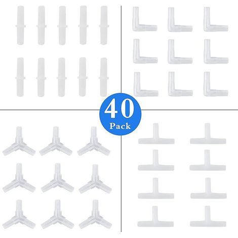 40 Pices Connecteurs Du Tuyau D'air, Connecteur De Tuyau Aquarium Tuyau Pour Aquarium En Plastique T L Y Pour Pompes Air Daquarium (1/5)