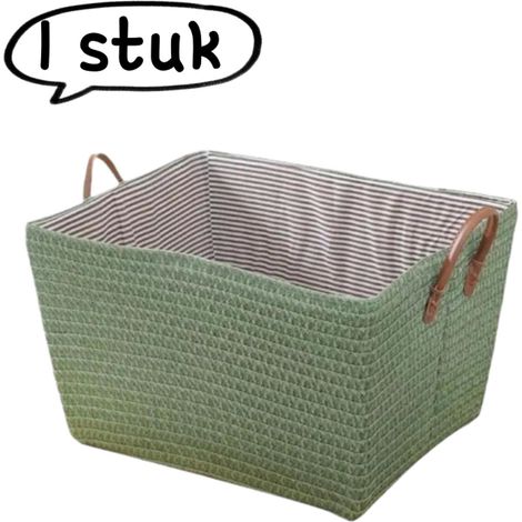 pièce - Panier divers - Panier de rangement pliable en rotin tressé pour goûter - Panier de rangement pour jouets en osier tressé avec poignée - Panier à linge - 45 x 35 x 25 cm - Gris (1/5)
