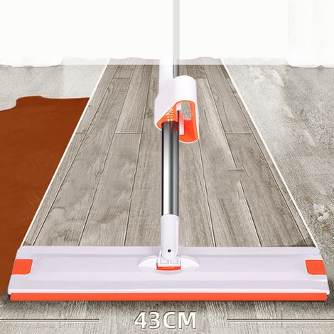 Serpillière Plancher Tête Large Rotative Plateau Essorage Sans Main avec Manche Renforcé pour Maison